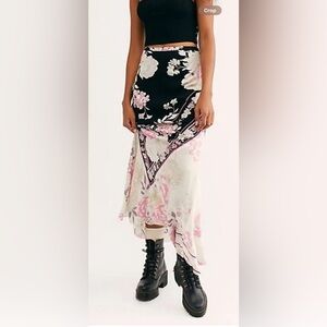 Free People Black and Pink Floral maxi skirts